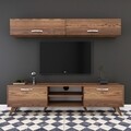 Comoda TV cu 2 rafturi de perete M19 - 268, Wren, 180 x 35 x 48.6 cm/90 cm, walnut