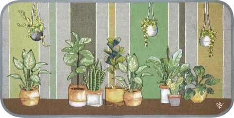 Covor pentru bucatarie, Olivio Tappeti, Carpet Queen 2, Plants, 40 x 60 cm, 80% bumbac, 20% poliester, multicolor