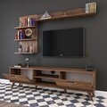 Comoda TV cu 3 rafturi de perete M41 - 309, Wren, 180 x 35 x 48.6 cm/90 cm/133 cm, walnut