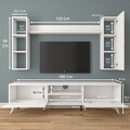 Comoda TV cu 2 rafturi de perete si cabinet M9 - 247, Wren, 180 x 35 x 48.6 cm/90 cm/133 cm, white