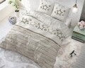 Lenjerie de pat pentru doua persoane Stars and Stars Taupe, Sleeptime, Cotton Blended