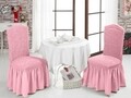 Set 6 huse elastice scaun, Bulsan, poliester, roz