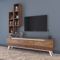 Comoda TV cu 2 rafturi de perete M15 - 839, Wren, 180 x 35 x 48.6 cm/90 cm, walnut/white