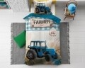 Lenjerie de pat pentru o persoana, Tractor Life Blue, Dreamhouse, 2 piese, 100% bumbac, multicolora