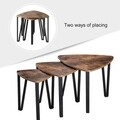 Set 3 masute de cafea Nesting, Vasagle, otel/PAL, maro