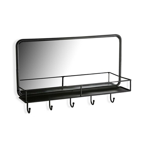 Cuier cu oglinda Pegs, Versa, 50x10.5x32 cm, metal, negru