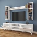 Comoda TV cu 3 rafturi de perete M5 - 239, Wren, 180 x 35 x 48.6 cm/90 cm/133 cm, white