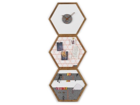 Set ceas de perete, panou memo si organizator de perete Rafevi Tuva, 60 x 52 cm, portocaliu