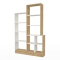 Biblioteca Raffline, 120.2x22x160.8 cm, PAL, alb/stejar