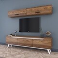 Comoda TV cu 2 rafturi de perete M19 - 840, Wren, 180 x 35 x 48.6 cm/90 cm, walnut/white
