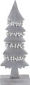 Decoratiune Xmas Tree w pearls , 13x6x31 cm, lemn de mango, alb/argintiu