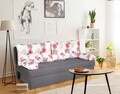 Canapea extensibila Alfi Grey 192x80x77 cm cu lada de depozitare, Roses Flower