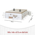 Pat multifunctional dublu, 140x190 cm, Till, Inter Link, 2 noptiere incluse, sertare si spatiu de depozitare, lemn, alb