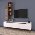 Comoda TV cu raft de perete si cabinet M1 - 796, Wren, 180 x 35 x 48.6 cm/90 cm, white/walnut