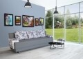 Canapea Extensibila Roma Grey Blue Flower 205x90x86 cm + lada de depozitare