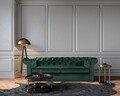 Canapea extensibila Oxford Chesterfield, 88x216x75 cm, 3 locuri, Green