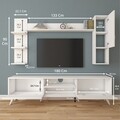 Comoda TV cu 2 rafturi de perete si cabinet M20 - 269, Wren, 180 x 35 x 48.6 cm/90 cm/133 cm, white