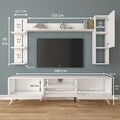 Comoda TV cu 2 rafturi de perete si cabinet M20 - 269, Wren, 180 x 35 x 48.6 cm/90 cm/133 cm, white