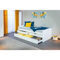Pat multifunctional pentru o persoana cu 2 sertare si spatiu de depozitare/pat suplimentar, 90x200 cm, Ried, Inter Link, lemn, alb