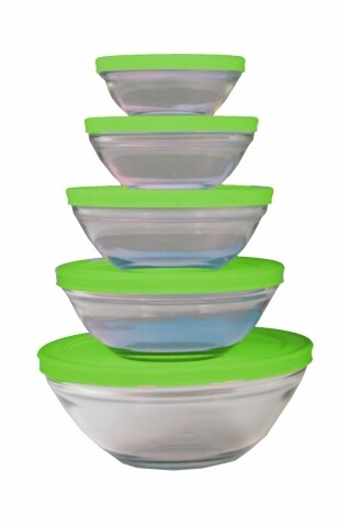 Set 5 caserole de sticla Jocca Green Lid