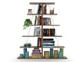 Biblioteca Rafevi Tars, 65 x 22 x 146 cm, PAL/metal, walnut/chrome