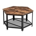 Masuta de cafea Hexagonal, Vasagle, 75 x 75 x 45 cm, fier/PAL, maro rustic