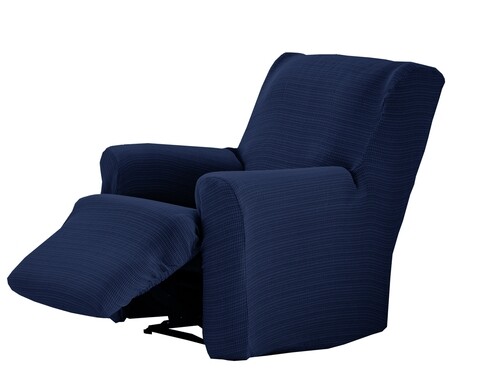 Husa fotoliu cu recliner elastica bi-stretch, Aquiles, albastru C/3