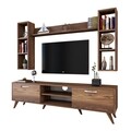 Comoda TV cu 3 rafturi de perete M5 - 240, Wren, 180 x 35 x 48.6 cm/90 cm/133 cm, walnut