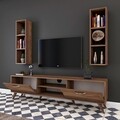 Comoda TV cu 2 rafturi de perete M6 - 242, Wren, 180 x 35 x 48.6 cm/90 cm, walnut