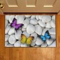 Covoras de intrare Butterflies, Casberg, 38x58 cm, poliester, mov/galben/albastru