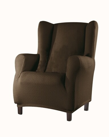 Husa fotoliu elastica bi-stretch, Sucre, wing chair, maro C/7