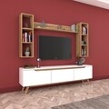 Comoda TV cu 3 rafturi de perete M5 - 383, Wren, 180 x 35 x 48.6 cm/90 cm/133 cm, white/walnut