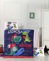 Lenjerie de pat pentru copii, Victoria, Dino, 4 piese, 100% bumbac ranforce, multicolor