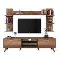 Comoda TV cu 3 rafturi de perete M23 - 276, Wren, 180 x 35 x 48.6 cm/90 cm/133 cm, walnut