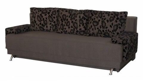 Canapea Extensibila Roma Dark Chocolate Black Flower 205x90x86 cm + lada de depozitare