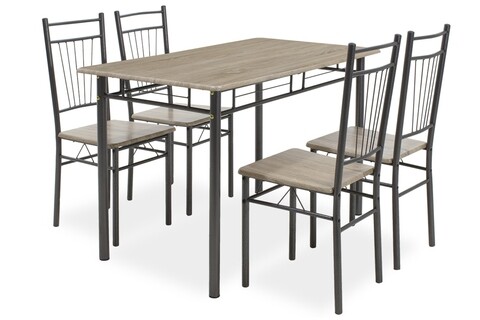 Set dining/bucatarie Roza Pakoworld, masa cu 4 scaune, 120x70x75 cm, MDF laminat/otel, gri mat