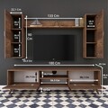 Comoda TV cu raft de perete si 2 cabinete M2 - 229, Wren, 180 x 35 x 48.6 cm/133 cm, walnut
