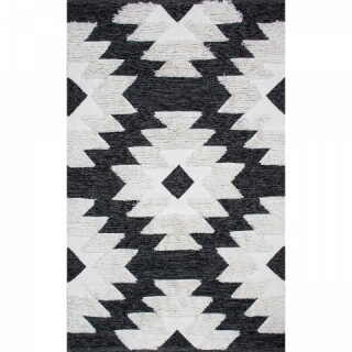 Covor rezistent Eko, AFR 01 - Black, White, 100% bumbac,  120 x 180 cm