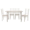 Set dining/bucatarie Roza Pakoworld, masa cu 4 scaune, 120x70x75 cm, MDF laminat/otel, gri deschis/alb lucios