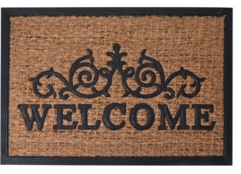 Covoras de intrare Welcome 1 Design, 60x40 cm, cauciuc si fibra de cocos