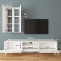 Comoda TV cu 2 cabinete M18 - 265, Wren, 180 x 35 x 48.6 cm/90 cm, white