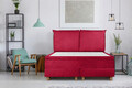 Pat matrimonial, Stockholm, Pillows E, 140x200 cm, saltea tip Pocket, topper memory, Rosu