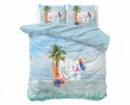 Lenjerie de pat dubla Pure Miami Summer Blue, Dreamhouse, 3 piese, 100% bumbac, multicolora