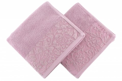 Set 2 prosoape de maini 50x90 cm, 100% bumbac, Soft Kiss, Burumcuk  Dusty Rose, roz