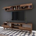 Comoda TV cu 2 rafturi de perete M4 - 233, Wren, 180 x 35 x 48.6 cm/90 cm, walnut