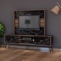 Comoda TV RAIN1, Gauge Concept, 180x30x145 cm, PAL, aluna/negru