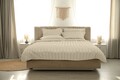 Lenjerie de pat, 2 persoane, 100% Bambus, 6 piese, 200x220 cm, Beige