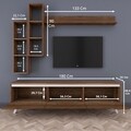 Comoda TV cu 3 rafturi de perete M16 - 833, Wren, 180 x 35 x 48.6 cm/90 cm/133 cm, walnut/white