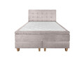 Pat matrimonial, Stockholm, Dots E, 140x200 cm, saltea tip Pocket, topper memory, Taupe