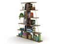 Biblioteca Rafevi Tars, 65 x 22 x 146 cm, PAL/metal, walnut/galben